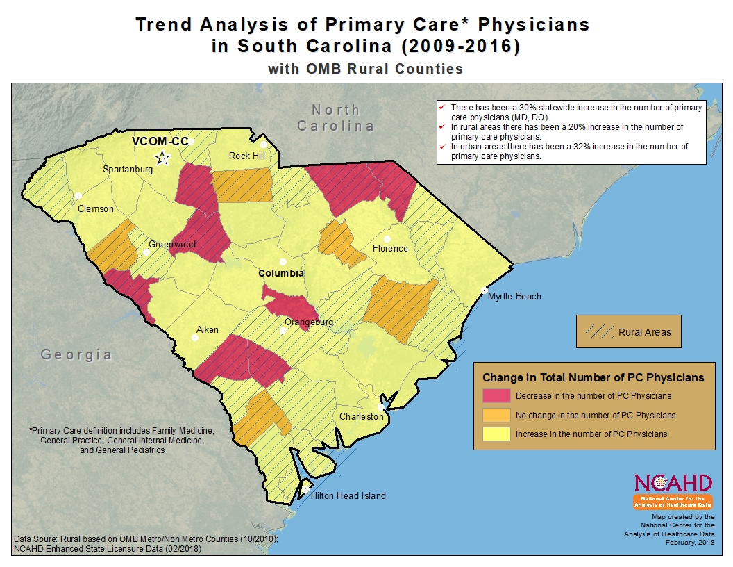 SC Primary Care Physicians Change with Rural Data (2009-2017)